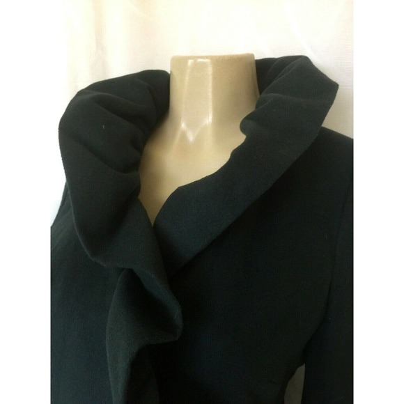 Milly Wool Jacket Blazer Green Ruffle Front Pocket - Picture 4 of 9